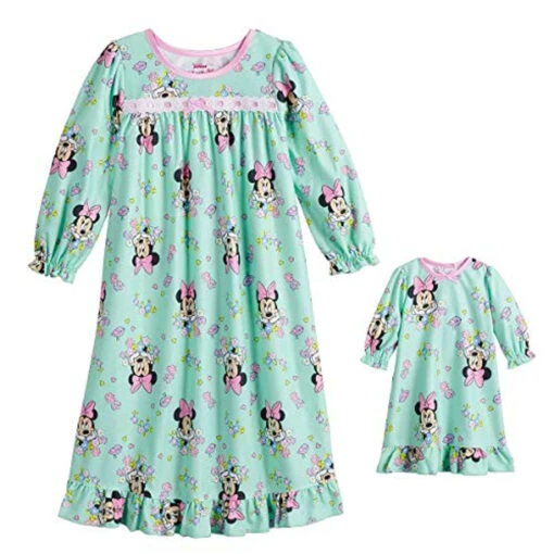 Minnie Toddler Girl's Mint Green Floral Flannel Nightgown With Doll Gown -Disney Sales Store 4e2442fb 5581 5cdd 819c 532e0c570020 05604 47245.1623861954